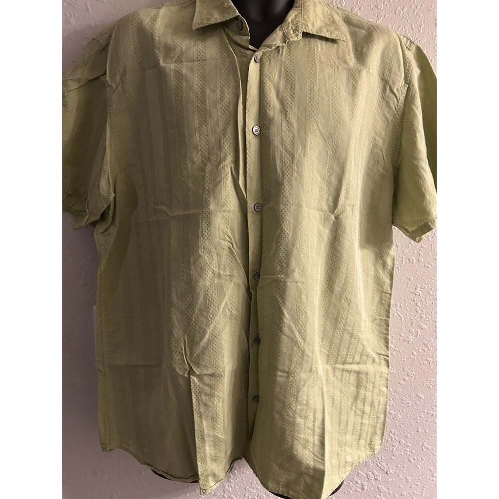 New Xl Calvin Klein Button Shirt Signature Stripe Green #1305*10**